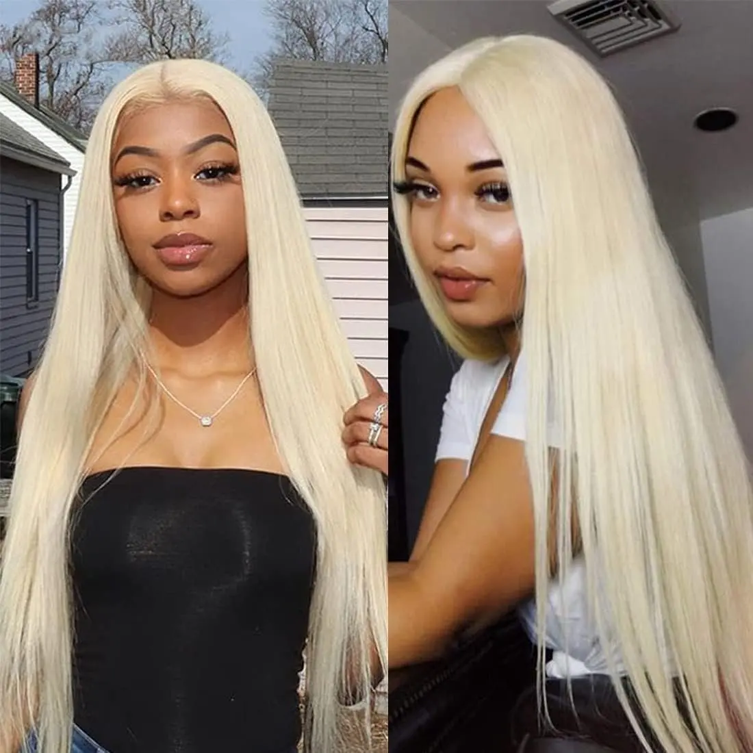 Blonde 613 13x6 HD Lace Forehead Wig 13x4 Glueless Human Hair Wig Straight Pre-Bleached Brazilian 8 Inch 150 Density