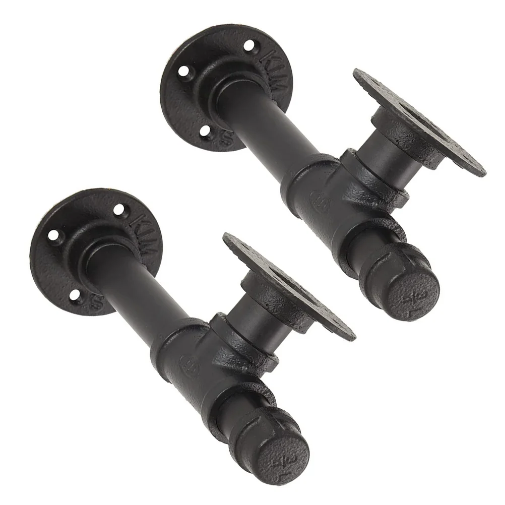 

2Pcs Retro Black Iron Brackets Wall-Mounted Shelf Supports for Industrial Floating Shelves Storage in Kitchen Bedroom Garage