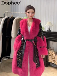 Winter Thickened Environmentally Friendly Fur Coating 2024 Heavy Industry Sequins Looks Young Luxury Faux Fur Coat Women