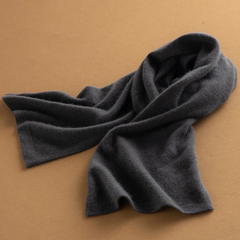 Winter New Women 100% Goat Cashmere Knit Scarf Solid Color Warm Collar Scarves 160*28 Fashion Shawl Lady High Quality Scarves