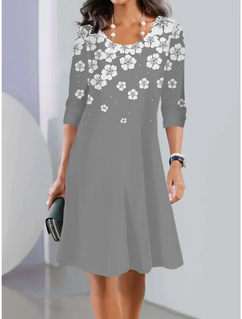 Abiti longuette da donna semplici stampati Estate manica lunga Casual Gonna da festa in spiaggia femminile Y2k Abiti sexy al ginocchio da donna