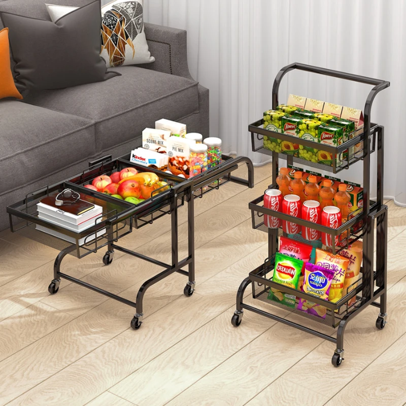 

Deformable parallel storage rack, flat and mobile small cart, foldable with wheels, snack and succulent flower rack, stall stora