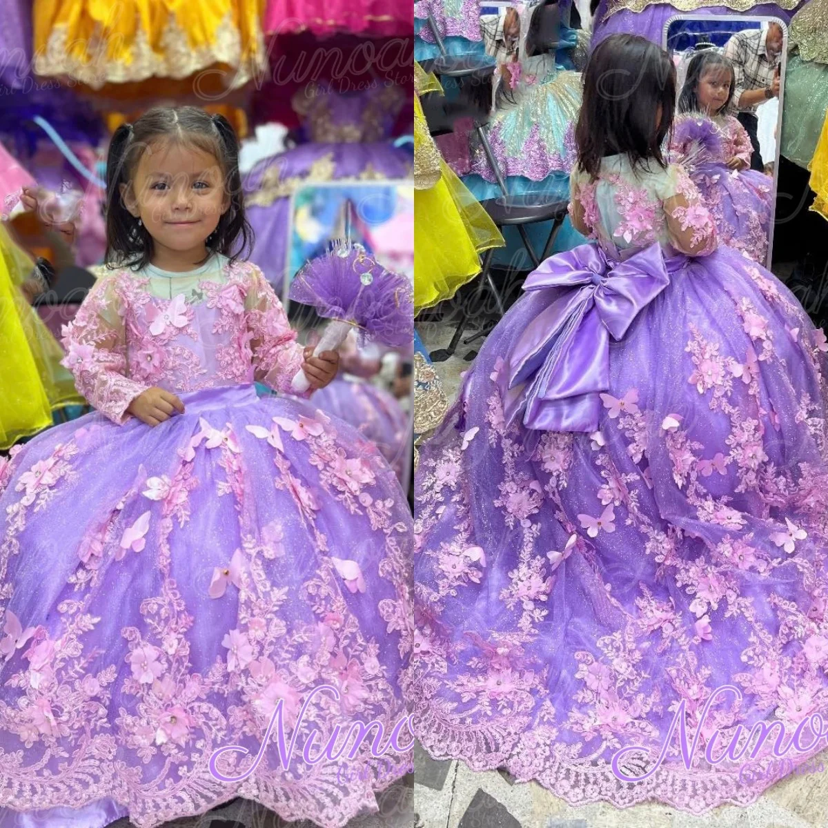 

Пурпурное платье с цветочным узором для девочек на свадьбу, с кружевными аппликациями, для дня рождения, фотосессии, первого причастия, на заказ