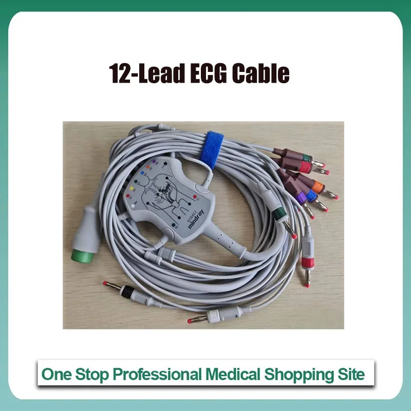 Original Mindray Patient Cable (Ф4) with banana plugs 12-Lead ECG Cable AHA 12PIN EC6412 Ubeconn G2 12-Lead Wires