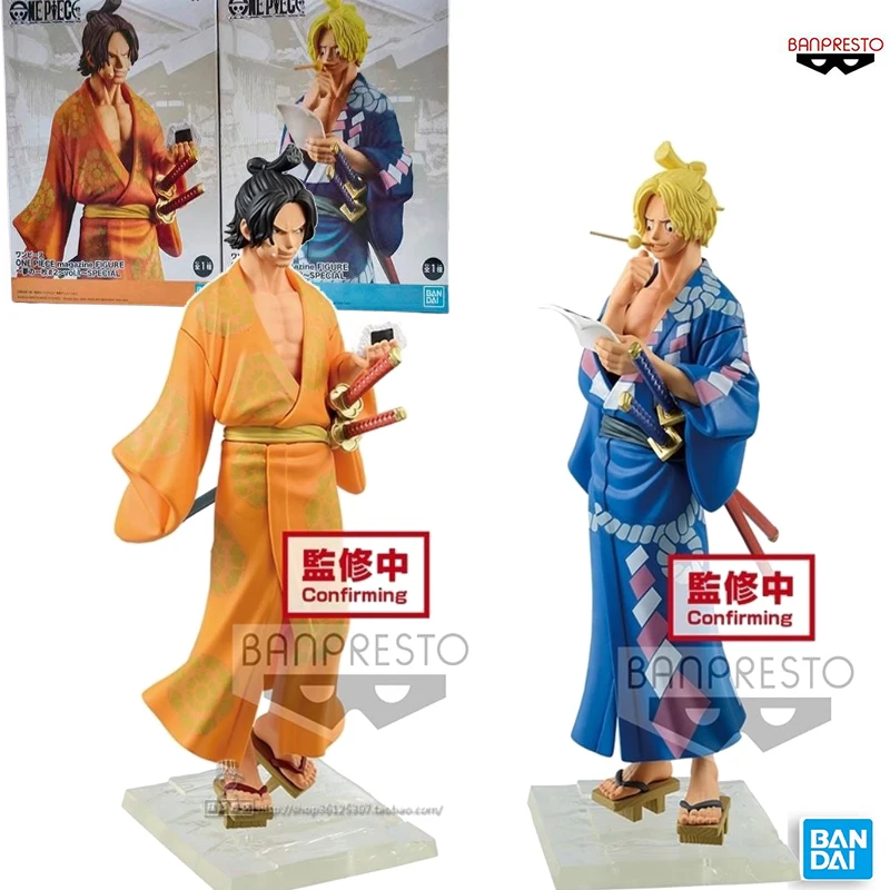 

Bandai Glazovin 100% оригинальный цельный журнал кимоно 18 см Portgas D Ace Sabo фигурку ПВХ модель игрушки подарок