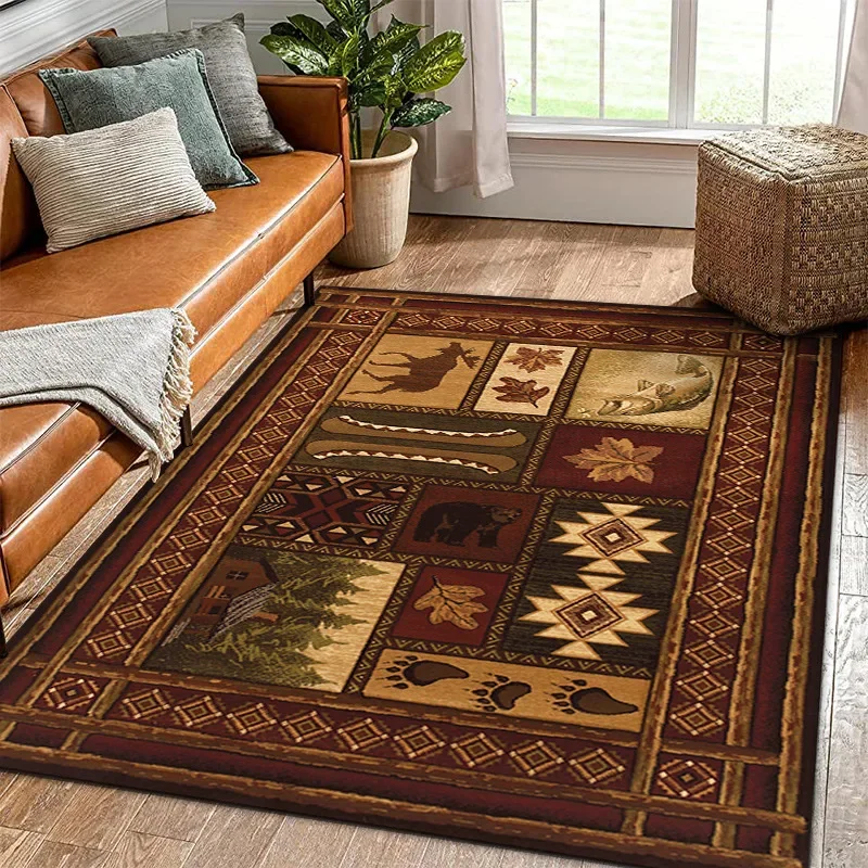 Vintage Rustic Crystal Pile Carpet Non-Slip Dirty Resistant Household Living Room Bedroom Floor Mat