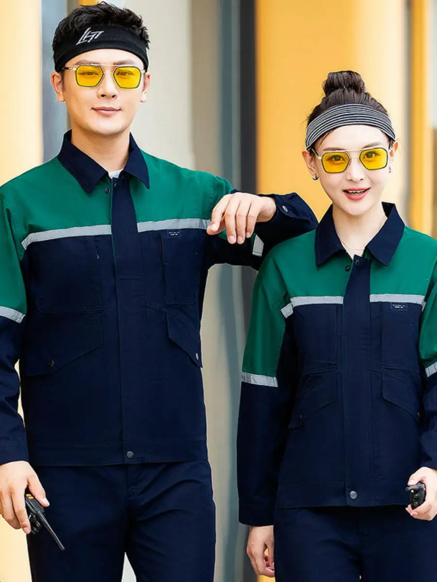 

Spring Autumn Color Blo Long Sve Work orm Set Thin Repairman Outdoor Cleaner ian Maintenance Printed Labor P...