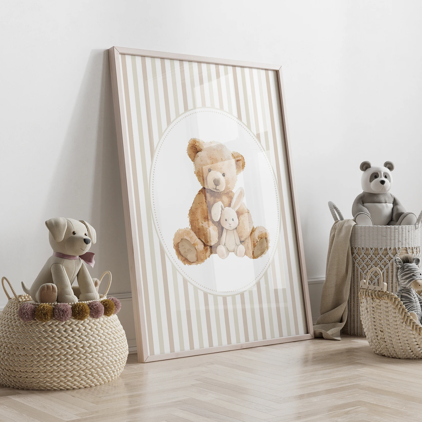 3pcs Personalized Custom Name Cartoon Animal Bear Wall Art Print Picture Canvas Poster Painting Living Room Home Decor image 4