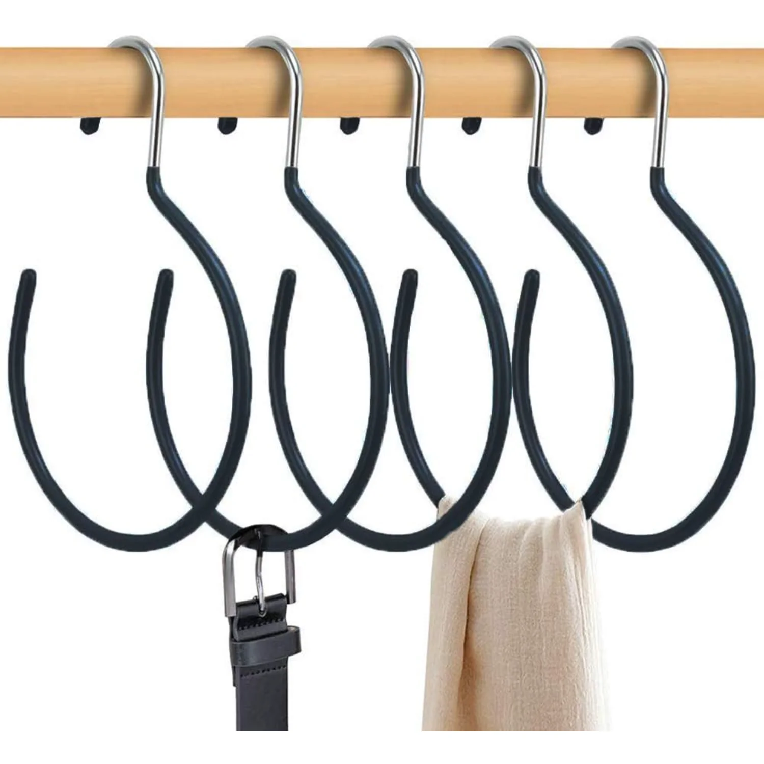 

Scarf Ring Hanger Belt Rack, 5 Pcs Non-Slip Tie Hanging Closet Accessories Organizer Holders for Ties Scarves Belts and Jewelr