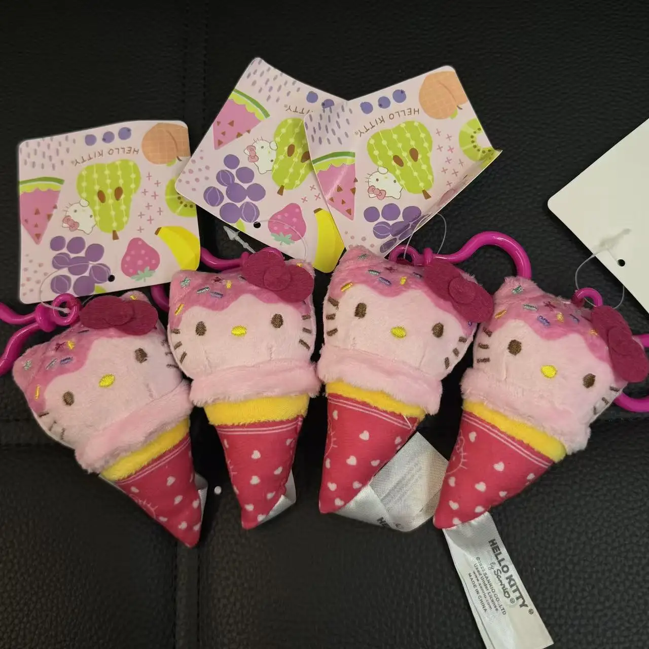 

New Sanrios Hellokittys Kawaii Ice Cream Plush Doll Keychain Pendant Kitty Cute Summer Bag Hanging Decoration Holiday Gift Toys