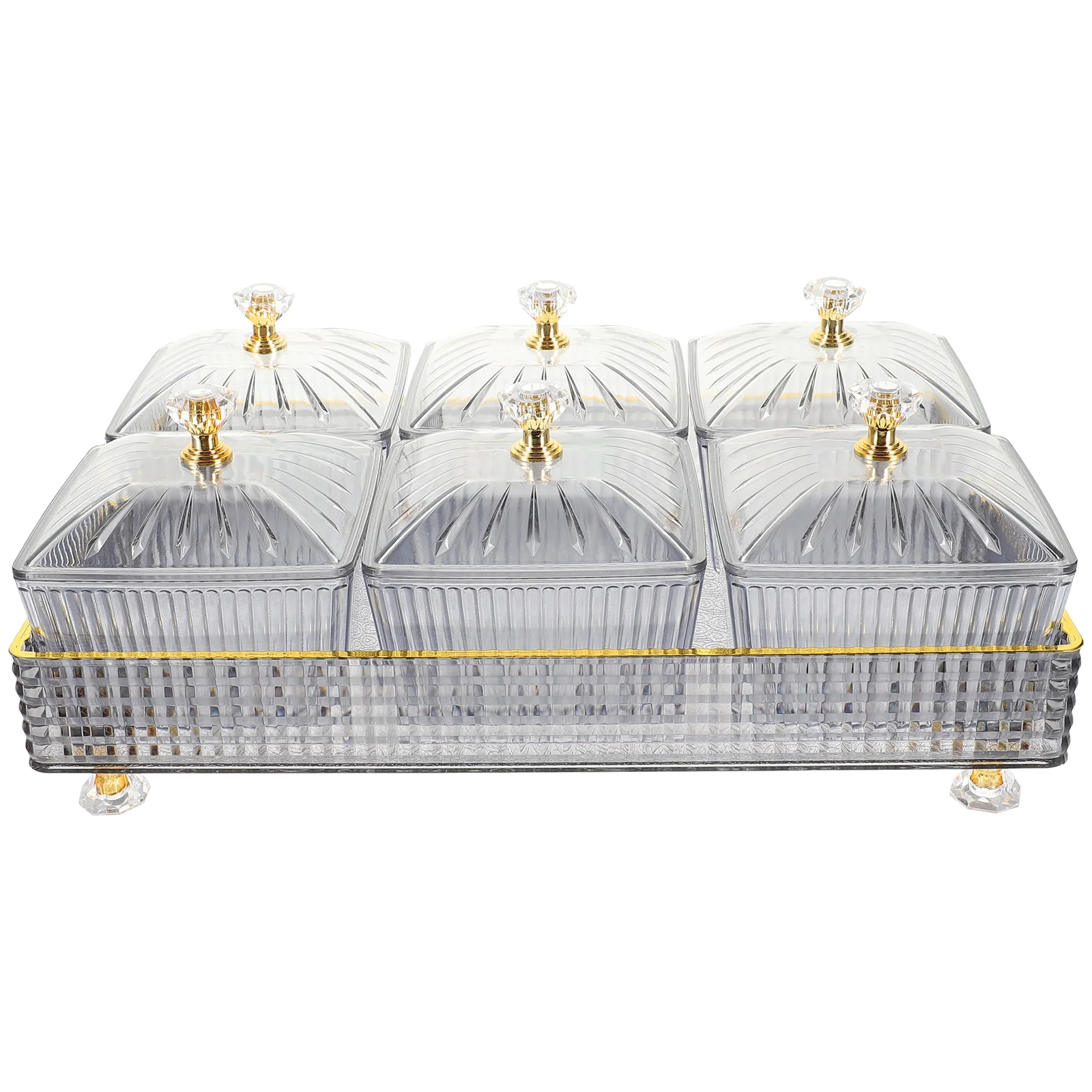

6PCS Grey 6 Compartment Snack Tray Fruit Dish for Home Bar KTV Party Safe Material Food Bowl Household Kitchen Dry Fruit