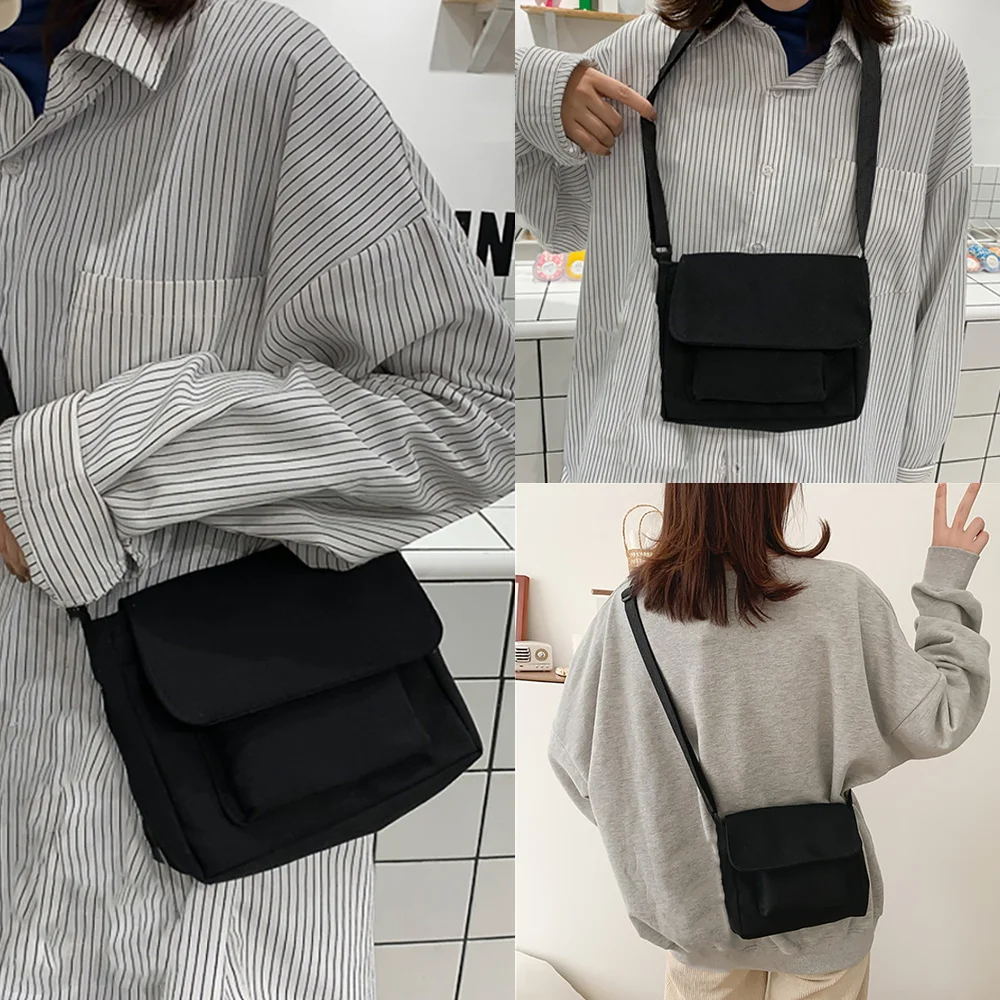 2023 Woman Messenger Bag Korean Student Canvas Small Pack Men Satchels Handbags Fashion Youth Shoulder Crossbody School Bags