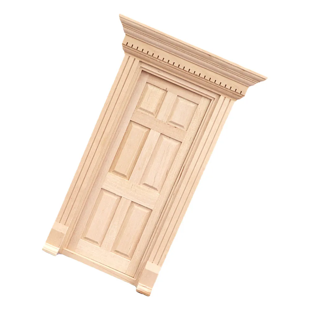 

1Set Miniature Wooden Door Ornament for Dollhouse Accessories Mini House Decoration Simulation Door Decor Chic Desktop Decor