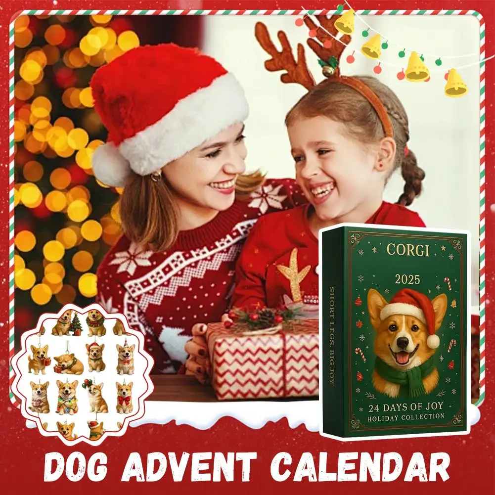 عطلة حزب الديكور مربع الإبداعية فصيل كورجي الكلب نموذج عيد الميلاد العد التنازلي التقويم مهرجان صندوق شجرة عيد الميلاد الديكور #3