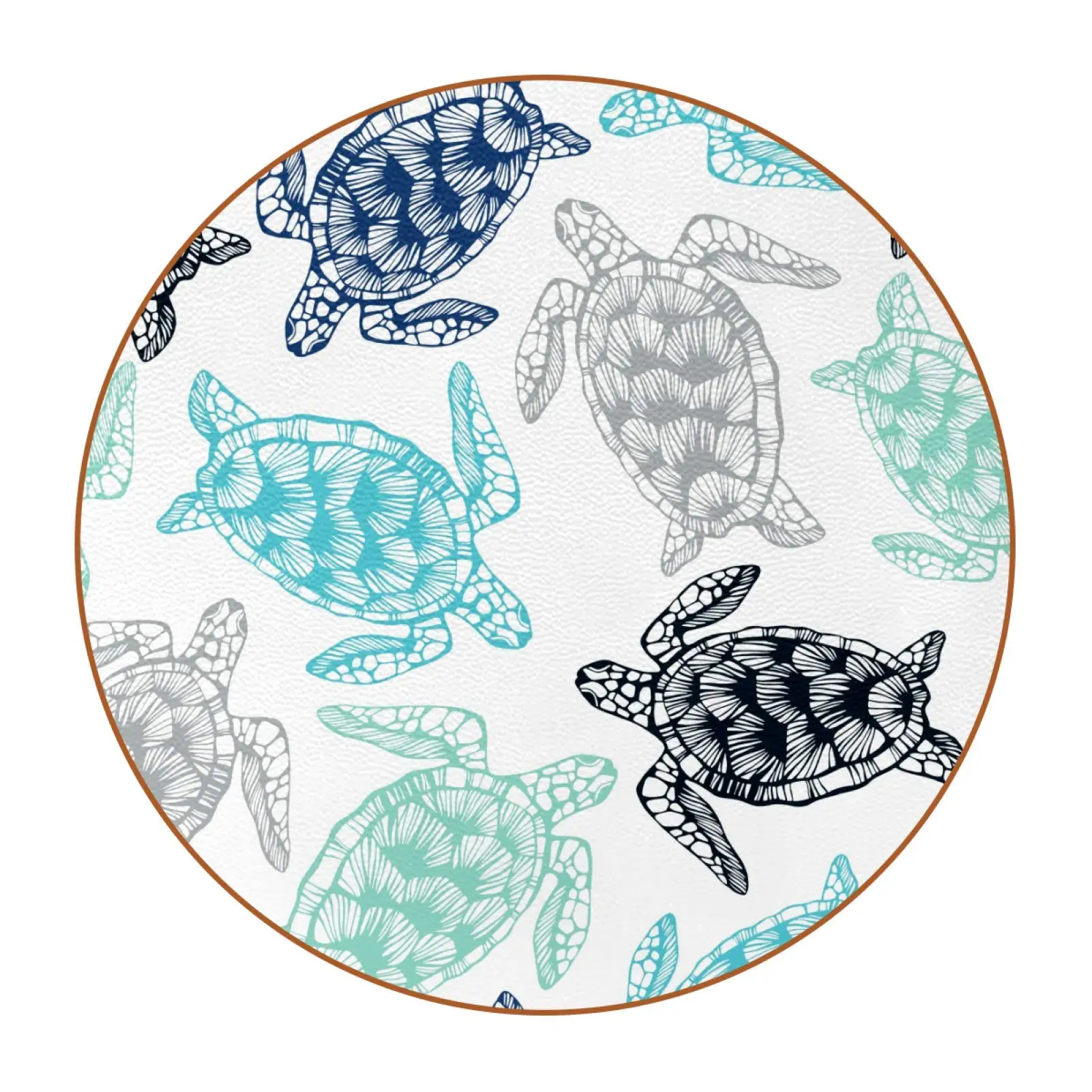 Tropical Aloha Sea Turtle Drink Coasters Absorbent Coasters Round Ceramic Coaster with Cork Base Cups Place Mats for Home Decor