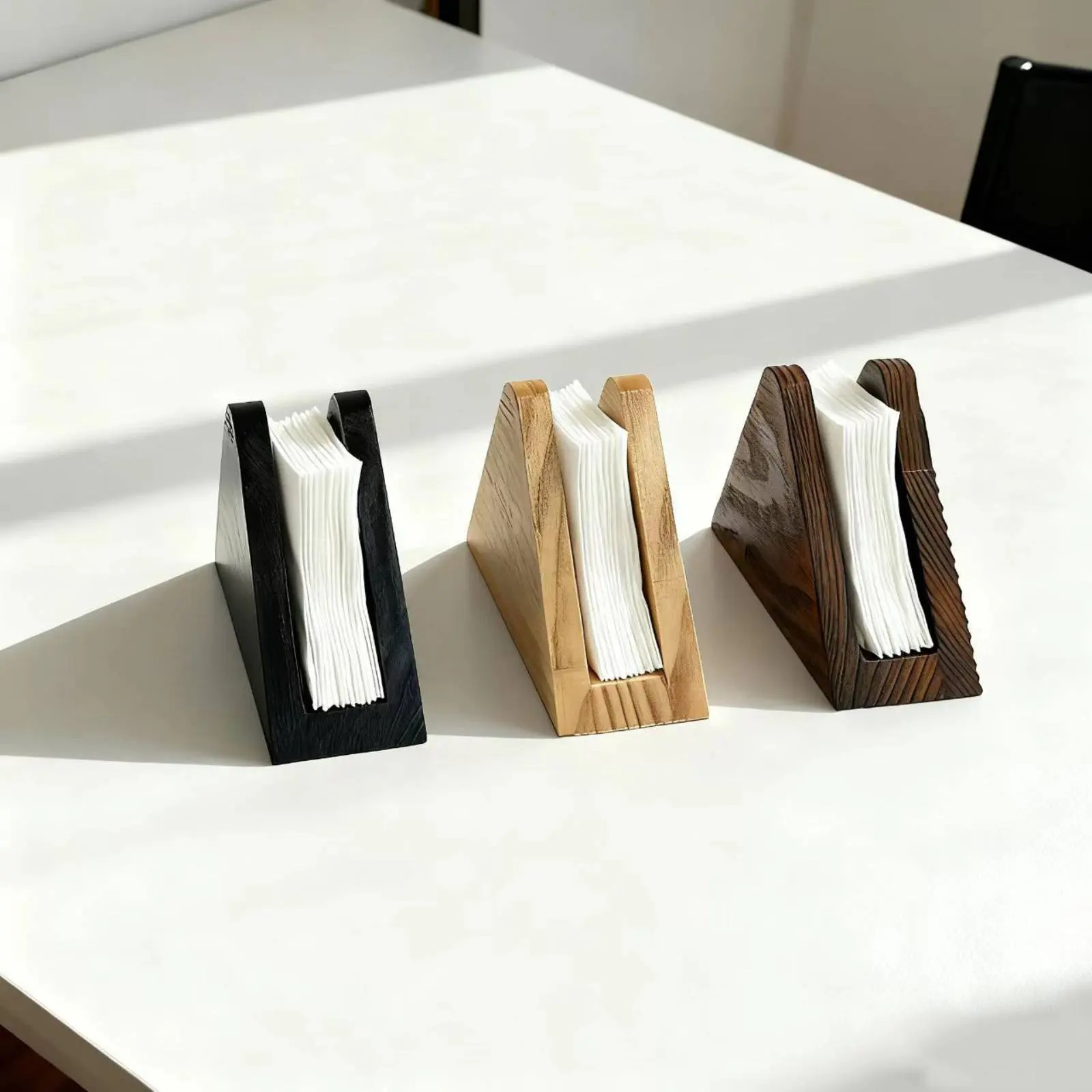 Wooden Triangle Napkin Holder Stylish Design Wooden Napkin Holder Minimalist Design Space-Saving for Restaurant, Kitchen Counter
