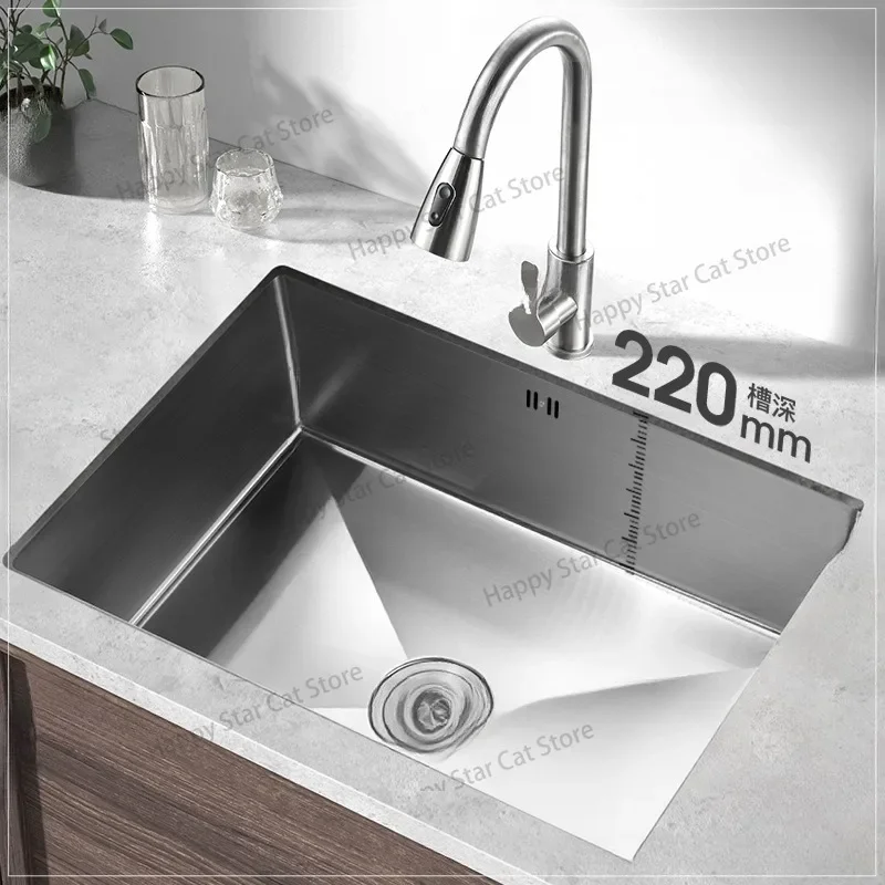 Full-size 304 Stainless Steel Sink Basin Under The Sink Stainless Steel Hand-made Kitchen Sink Single Basin