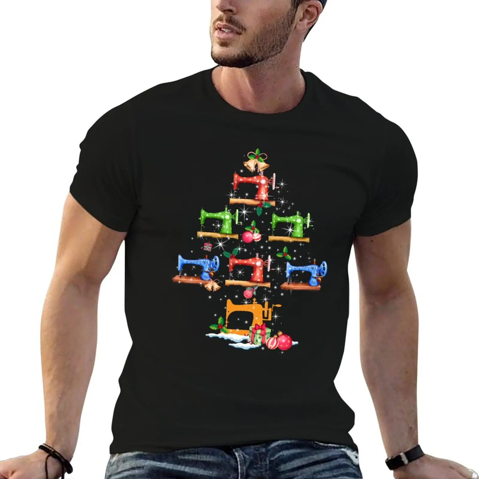 Christmas Tree Sewing Machine T-Shirt essential t shirt t shirts cotton 100% funny t shirts man T-shirt