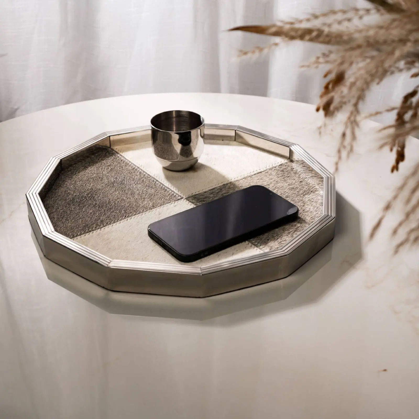 

Decorative Tabletop Tray Modern Luxury Design Decor Tray Tableware Easy to Clean Long-Lasting for Living Room