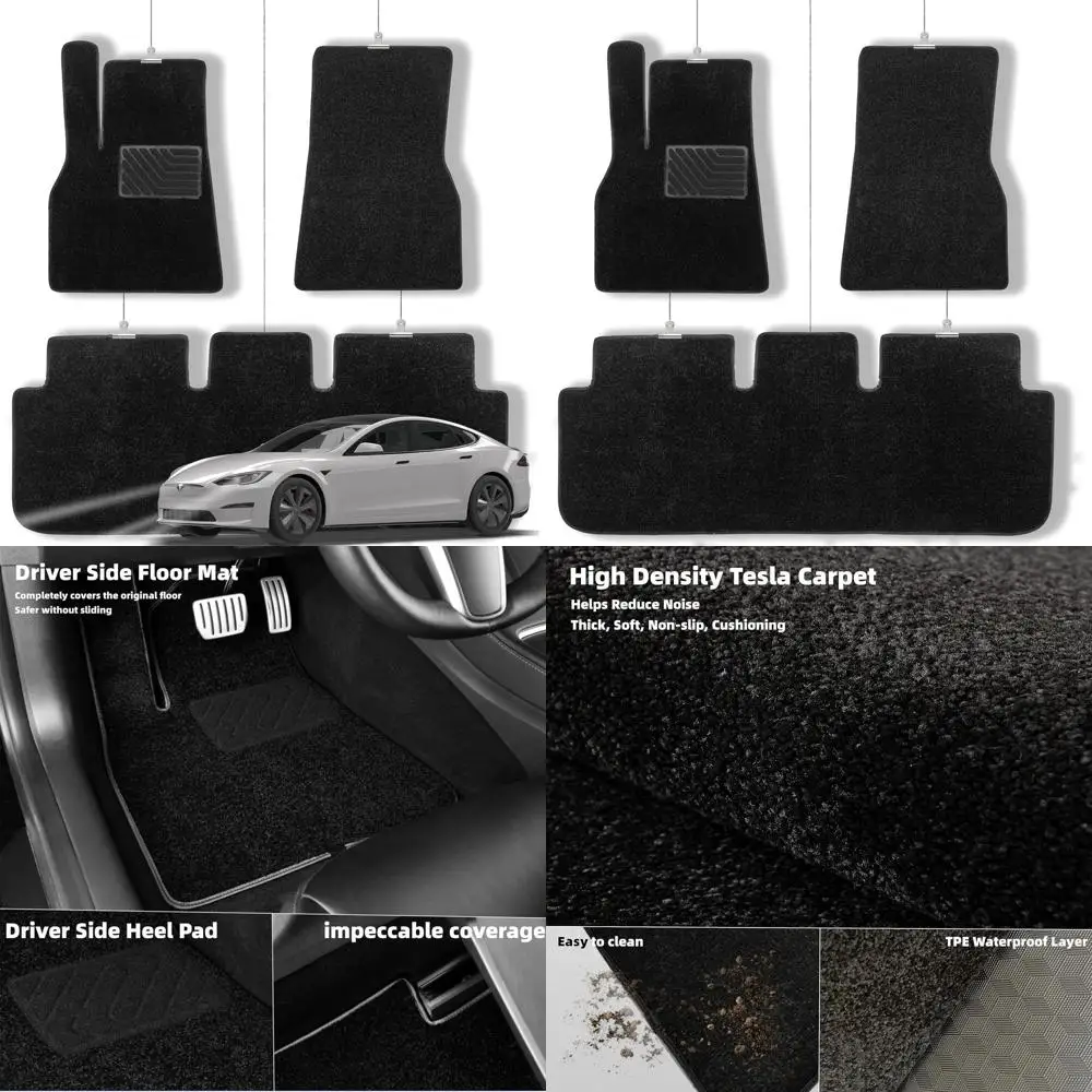 

Очень толстые ковры для Tesla Model S 2021-2025, всепогодные водонепроницаемые противоскользящие звукоизоляционные напольные коврики, автомобильные коврики