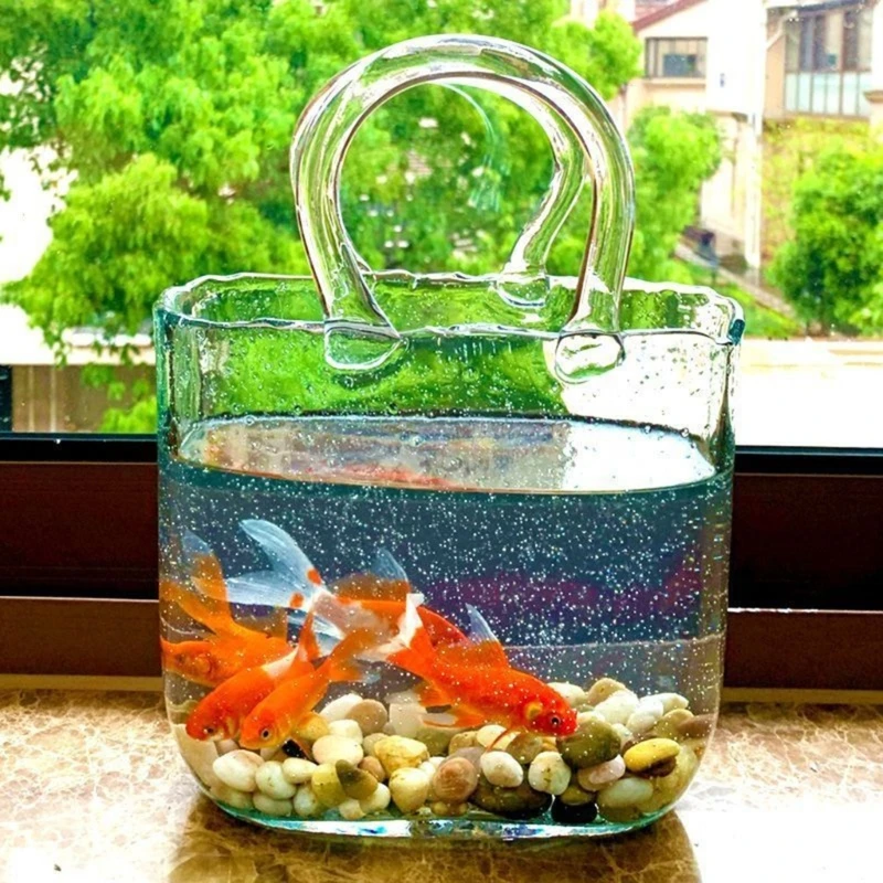 Creative Clear Glass Vases Fish Tank Decoration Bubble Flower Handbag Bag Glass Jar For Table Centerpieces Floral Arrangement