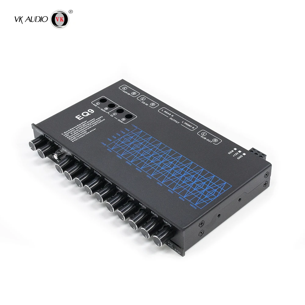 VK EQ9 9 Band EQ Car Audio System 6 Channels Passive Crossover Subwoofer Equalizer Class AB 4Channel Separation