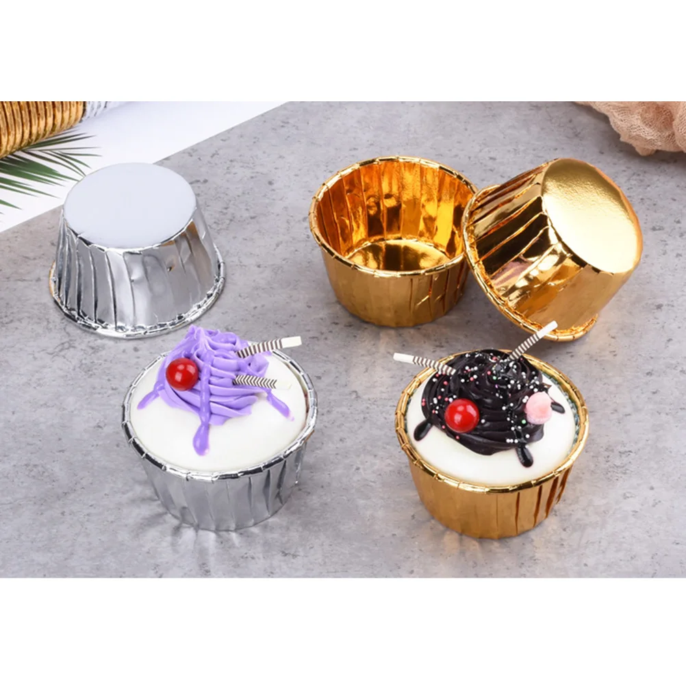 

100Pcs Paper Cake Cups Curled Leak-Resistant Baking Holders -Resistant for Birthday Wedding Baby Shower Dessert Bowls