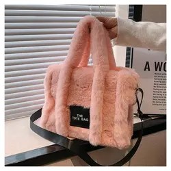 2024 Faux Fur Tote Bag Women Luxury Handbags Autumn Winter Plush Shoulder Crossbody Bags Brand Shopper Purses New Designer