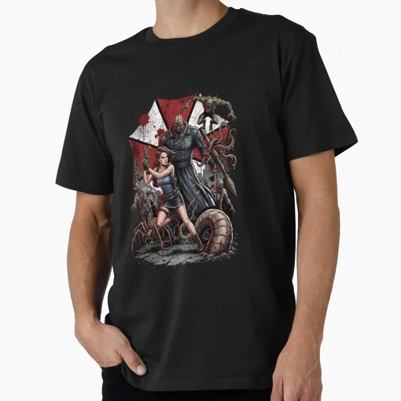 Resident Evil Remake 80s Retro Horror Survival Zombie Game Gift T shirt Gamer Tee Short Sleeve