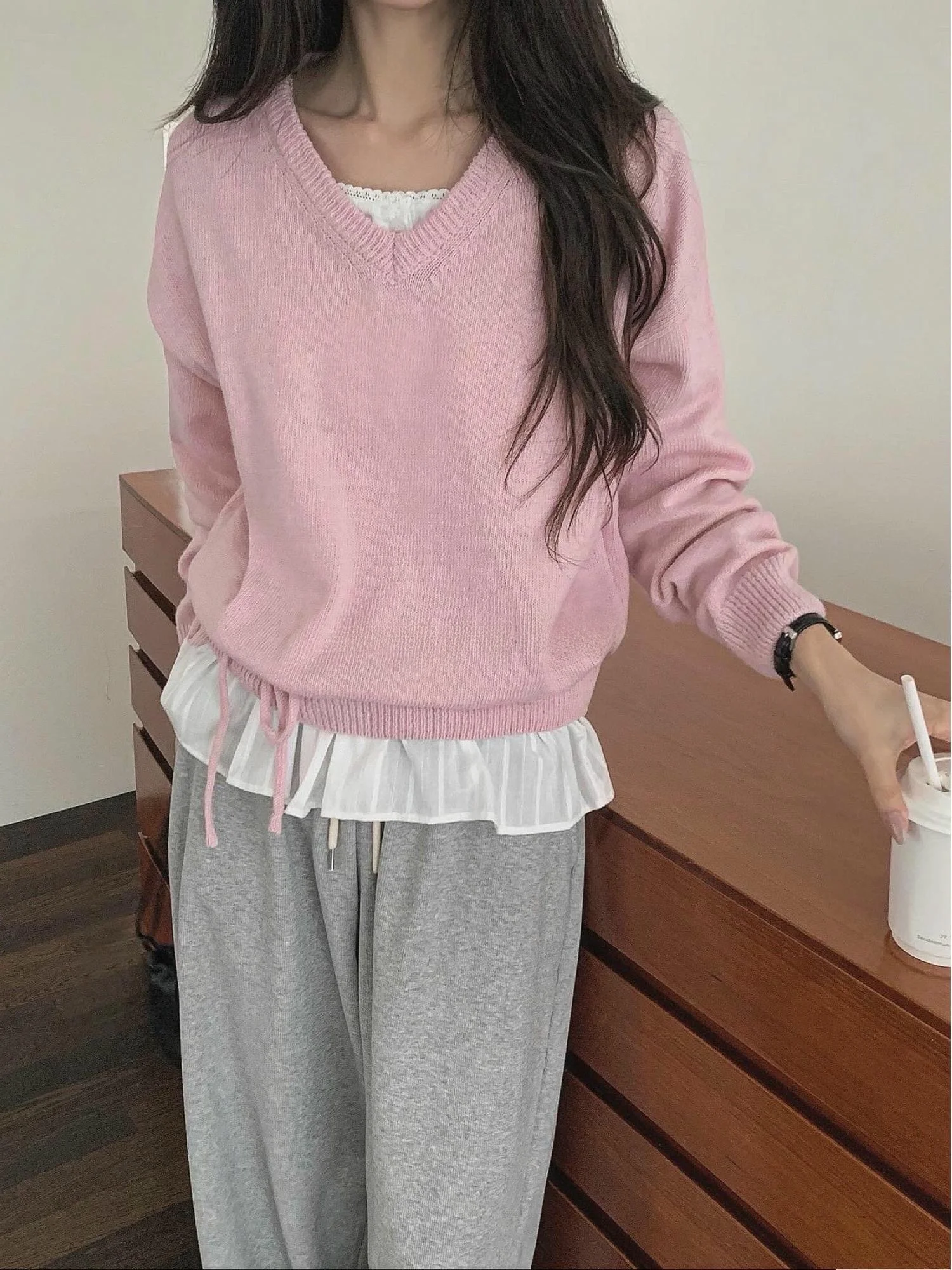 

Sweet Lace Trimmed Square Collar Svel Commute Ready Women's irt Inner Wear Top Floral Print Straight Cut Thin Fabric