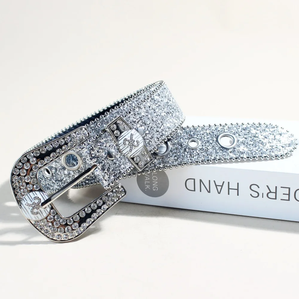 أحزمة مصممة للنساء عالية الجودة فاخرة للنساء الخصر ترتر حجر الراين مشبك جميع العيينة الشرير القوطي Y2k حزام ذهبي للرجال