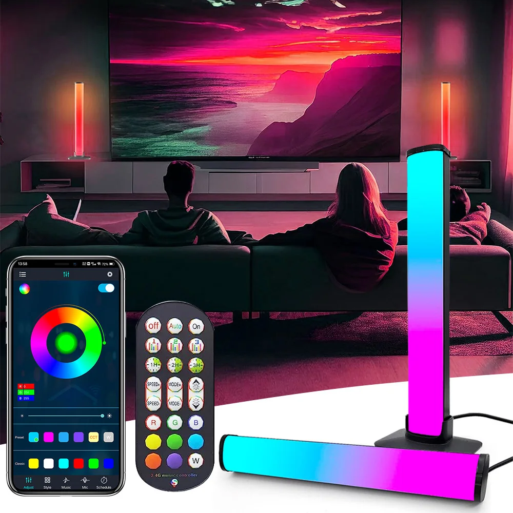 LED Light Bars Smart RGB Smart Rhythm Ambient Pickup Lamp 16 Colour TV Backlights Remote Music Sync Gaming Lights Mood Lighting