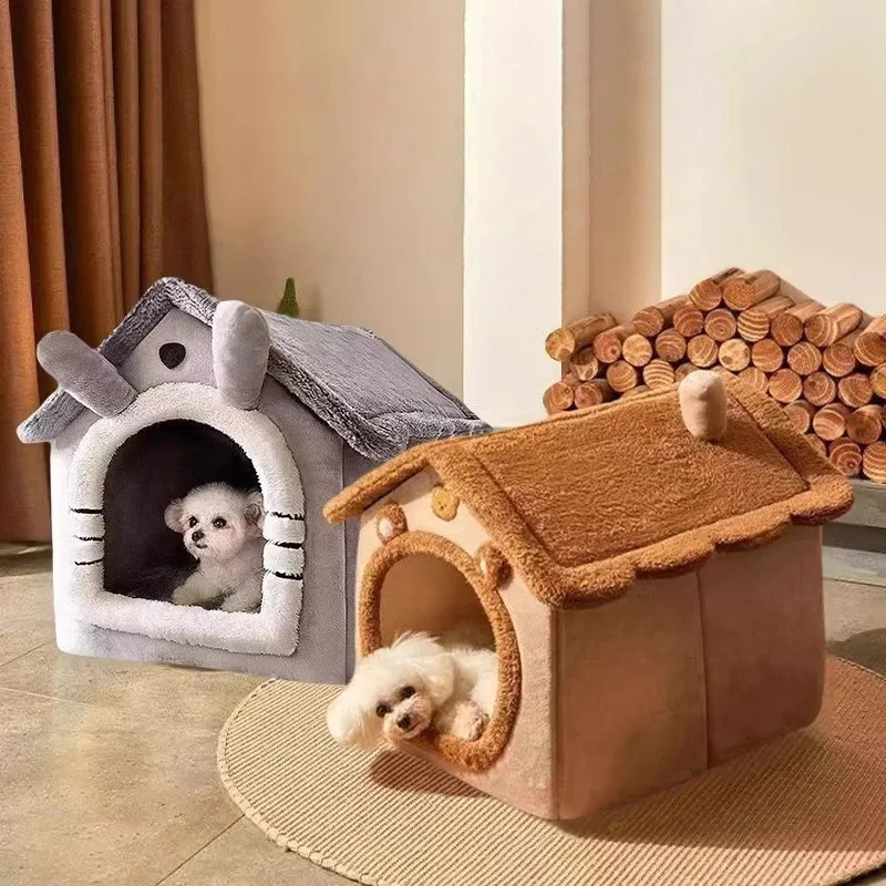 

Indoor Warm Soft Pet Bed Tent Dog House Cat Kennel with Removable Washable Cushion Four Season Universal Comfortable dotson dog
