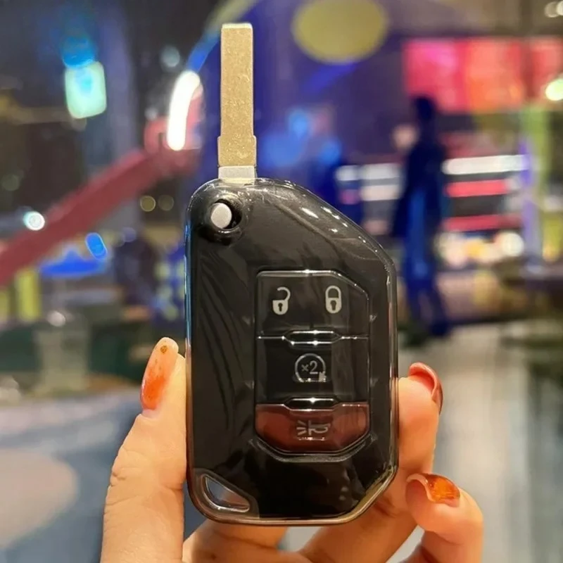 

2 3 4 кнопки флип-пульт дистанционного управления прозрачный чехол для автомобильного ключа из ТПУ для Jeep Gladiator Sahara Wrangler Rubicon 2018 2019