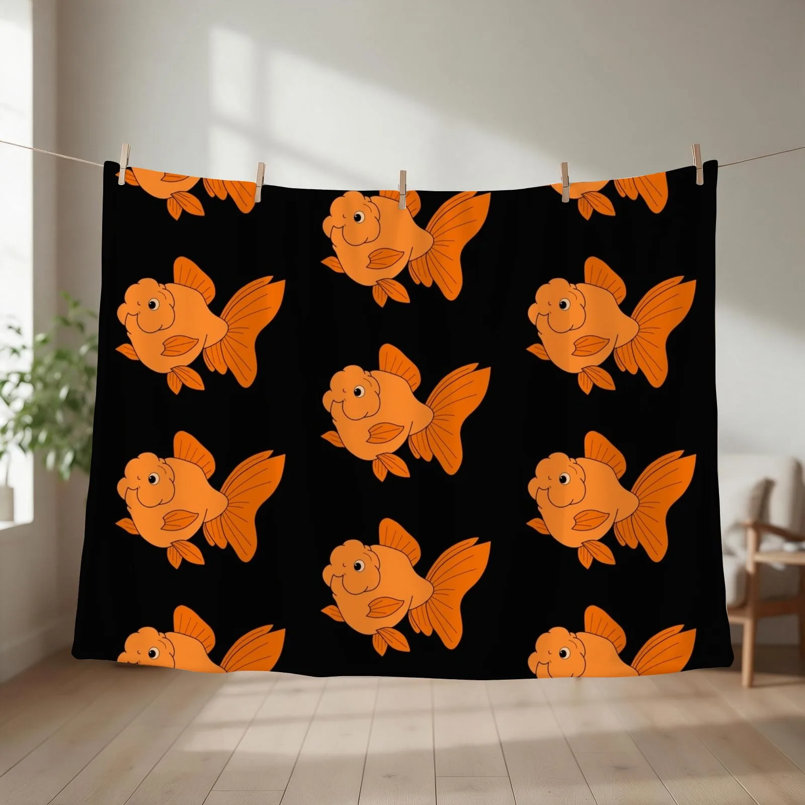 Cute fancy goldfish Throw Blanket Luxury Designer Warm Luxury Thicken christmas decoration Blankets