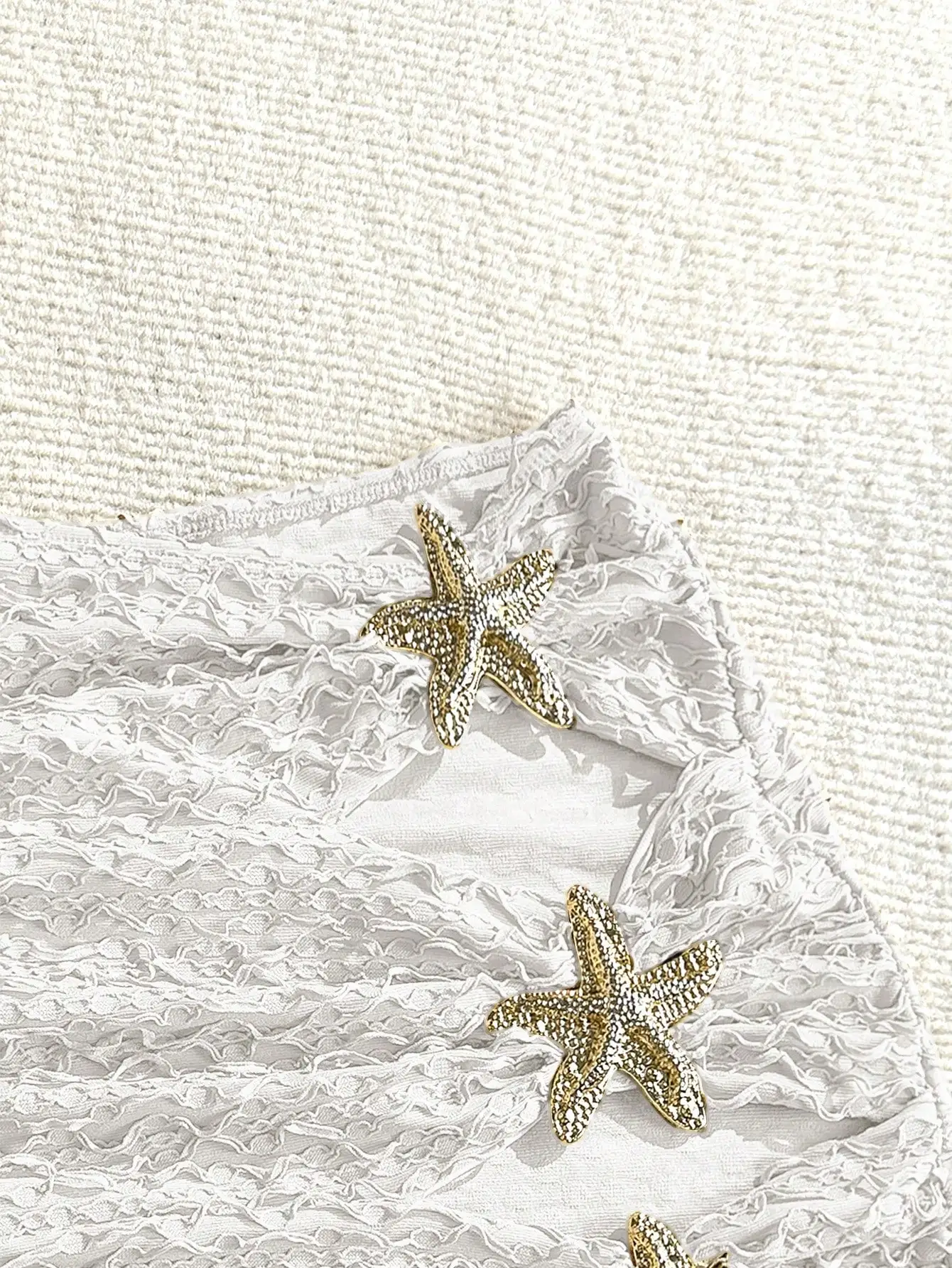 

Lace Beach Skirt With Sparkly Starfish Appliques For Women Summer Swimwear Bottoms