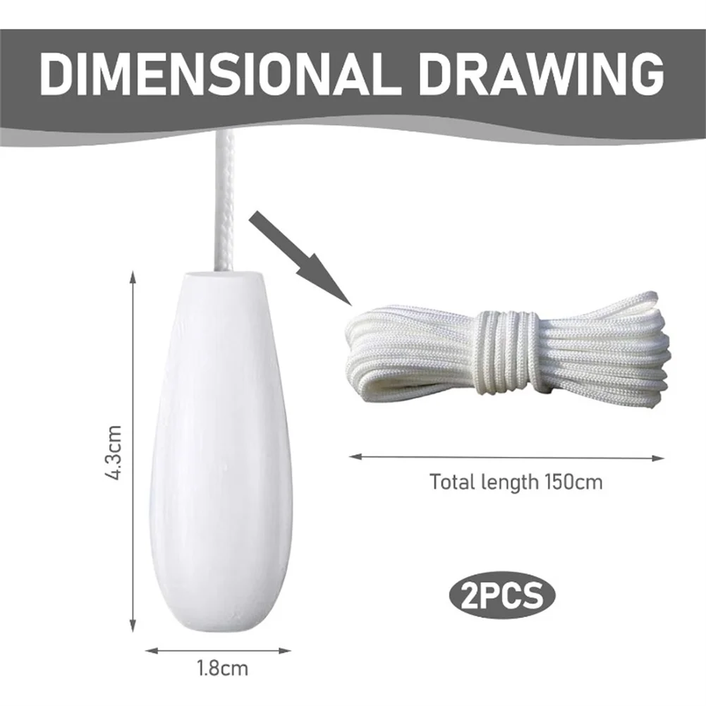 Light Pull Handle Kit 2 Pieces with 150cm Cord for Indoor Ceiling For Fans Chandeliers and Pull Chain Switches