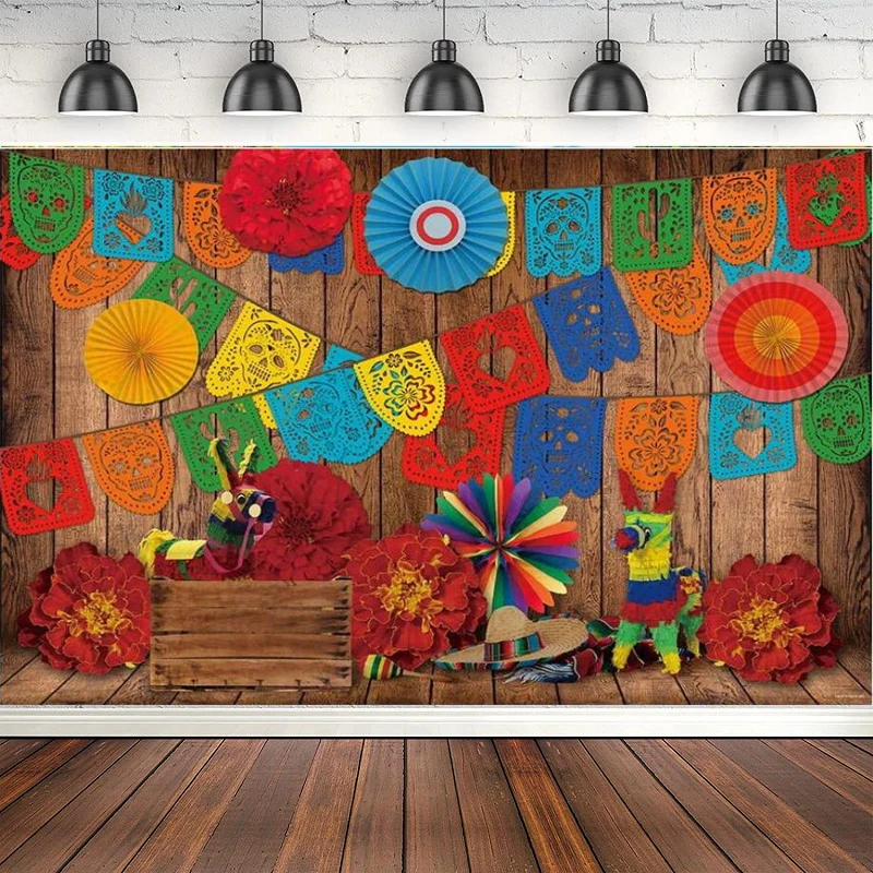 Mexican Fiesta Theme Photography Backdrop For Birthday Party Decor Flower Background Photo Booth Banner Poster
