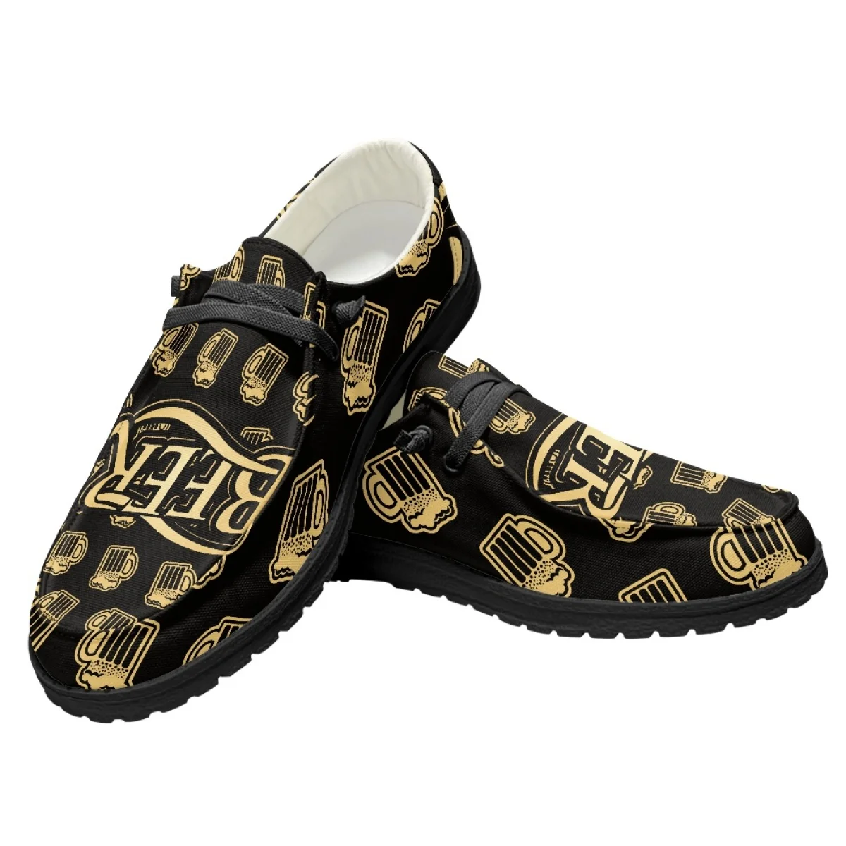 INSTANTARTS Beer Fashionable Print Flats Slip On Male Loafers For Male Spring and Summer Dress Wedding Footwear Lightweight Shoe