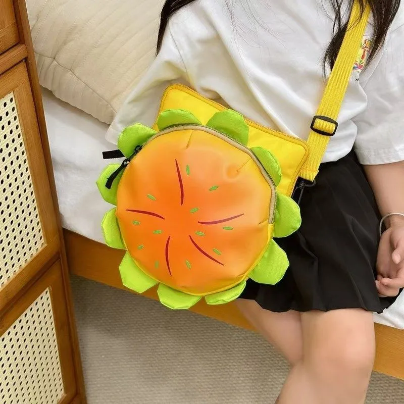 

JIAERDI Cartoon Cheeseburger 3D Crossbody Bag Women Girls Cute Versatile Large Capacity Shoulder Purse Ladies Whimsical Handbag