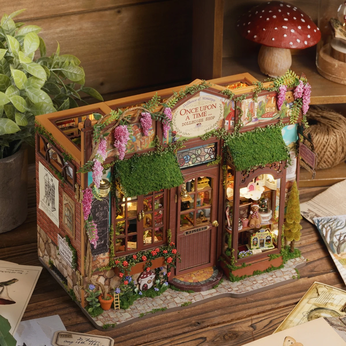 Fai da te in legno Fairy-Tale Wonderhouse Casa Case delle bambole Kit modello in miniatura Casa delle bambole con mobili per amici Regali di compleanno