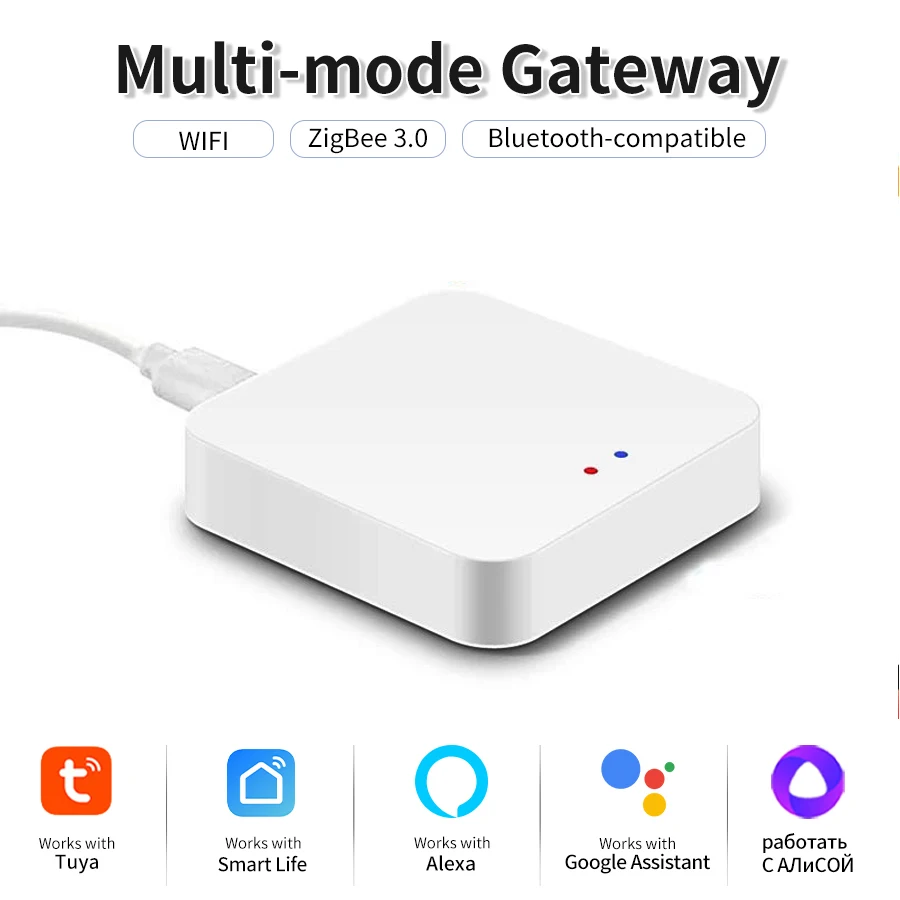 Tuya Smart Multi Mode Gateway Wireless Smart Home WiFi Bluetooth ZigBee Hub Bridge Smart Life App Control Alexa Google Assistant