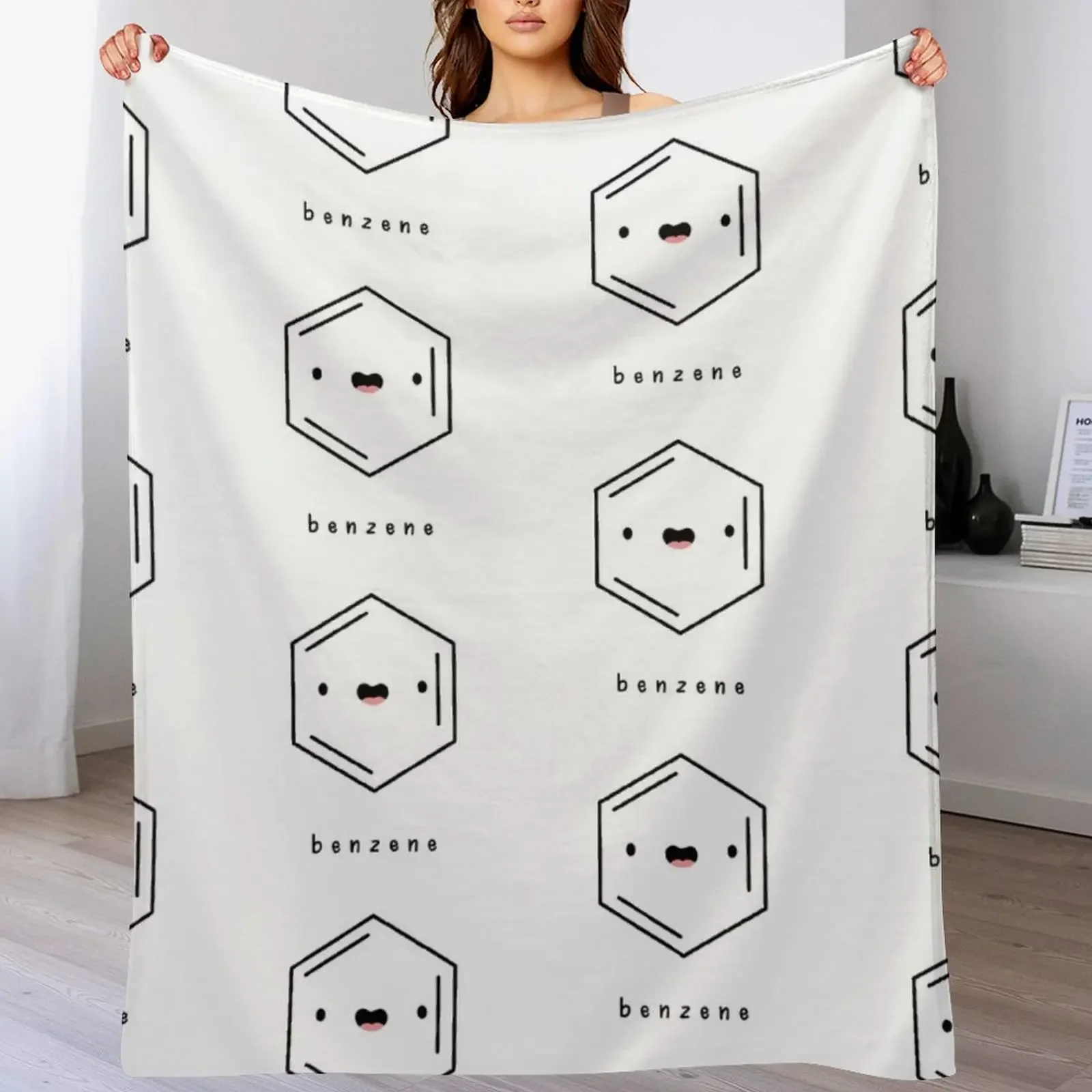 Kawaii Benzene Hydrocarbon Ring Throw Blanket Hairys Tourist Decoratives Blankets