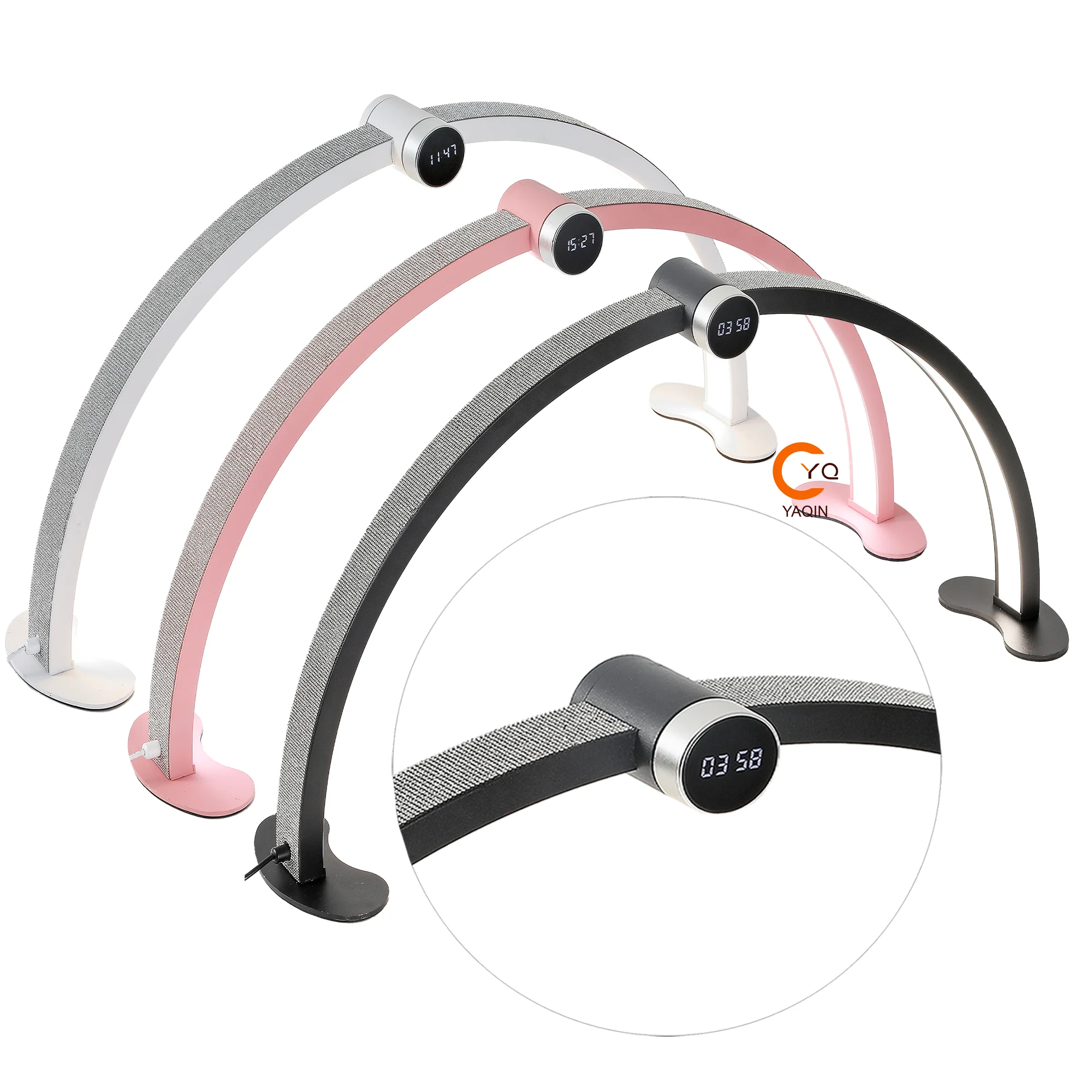 

45w Pink White Cure Dual Manicure Table Light Display Screen Led Table Lamp Half Moon Nail Lamp Professional Customize Logo