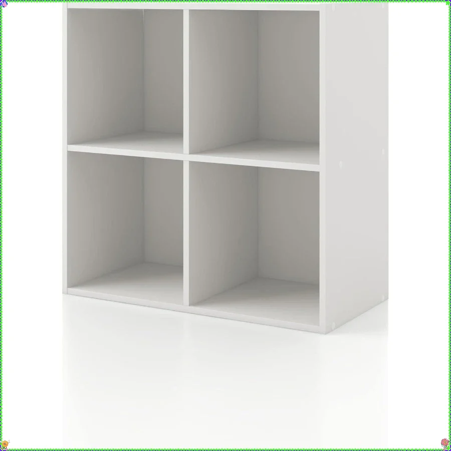 Stapelbare kinderboekenplank wit, 4-cubby organizer met bakken voor speelgoedopslag en kamerdecoratie