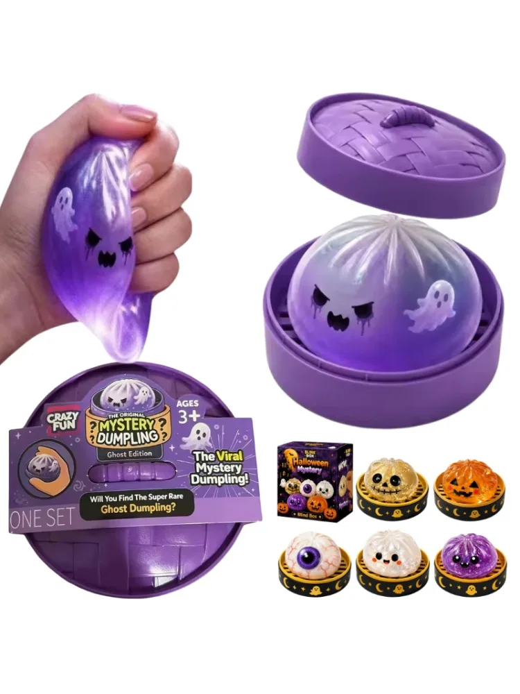 5,5 cm Halloween-Geister-Quetschspielzeug, langsam aufsteigend, Stressabbau-Fidget-Spielzeug, Überraschungsbox, Anti-Angst-Geschenk