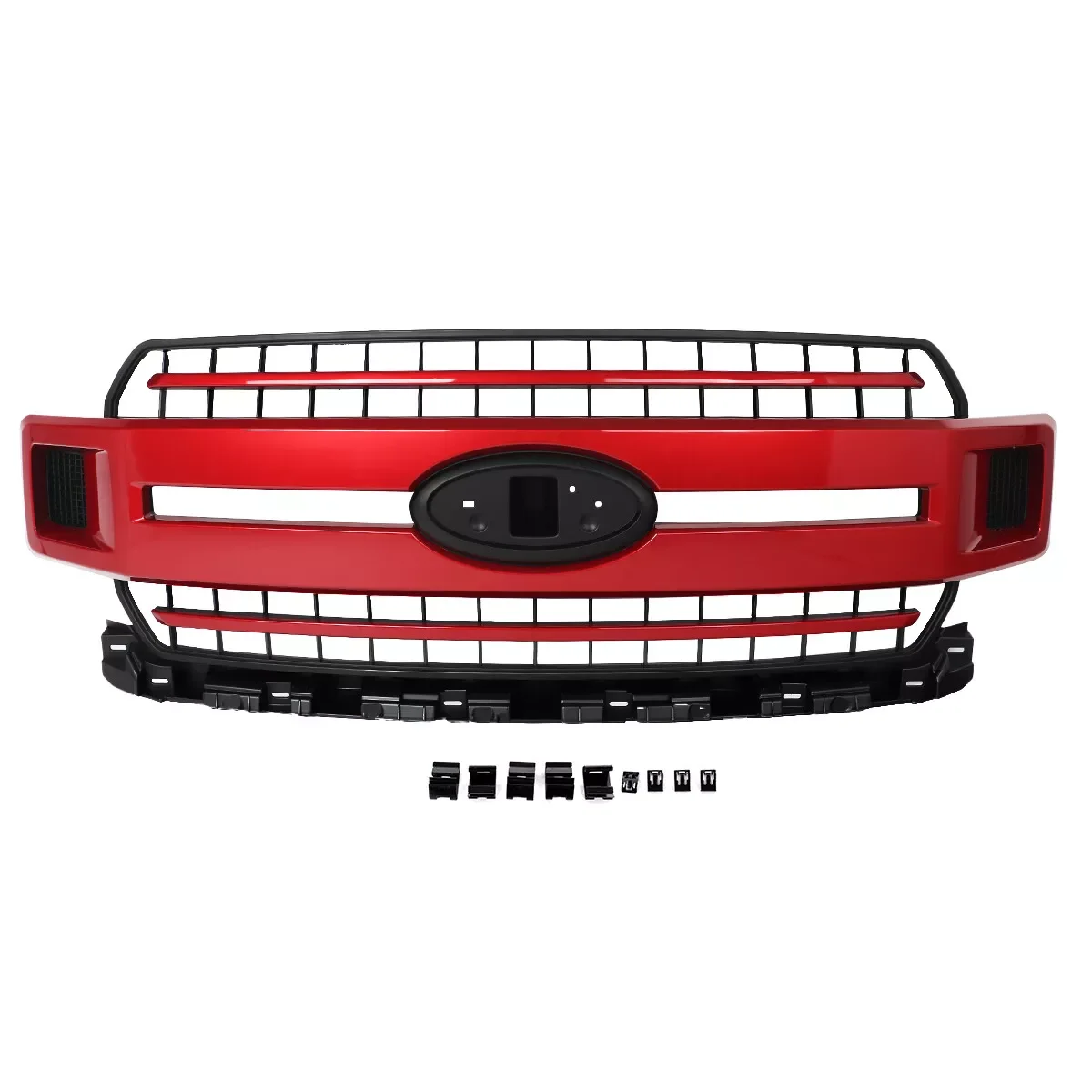 Front Bumper Upper Grille Replace For Ford F-150 F150 Front Grill Assembly 2018 2019 2020 Rapid Red D4 Replacement JL3Z-8200-AB