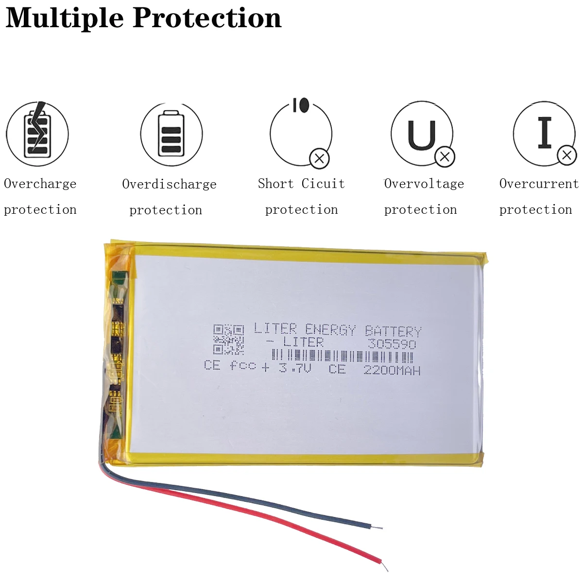 Banco de bateria para carro, navegação GPS, 3.7 V, 2200 mAh, 305590, alta qualidade