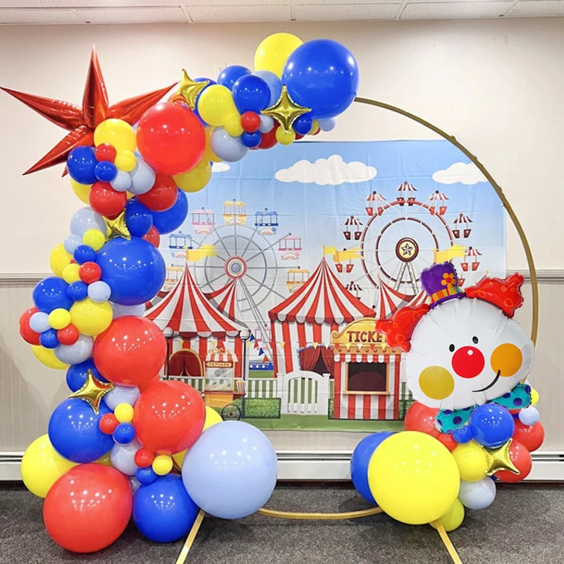 109Pcs/Lot Circus Clown Theme Balloons Garland Arch Kit Red Blue Latex Ballon Arch Carnival Party Globos Baby Shower Decorations