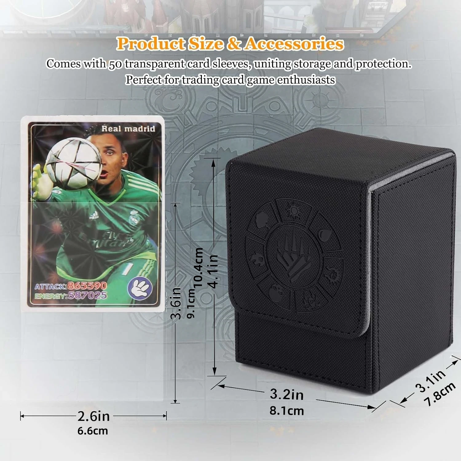 Kartendeckbox, 110-Aufbewahrungsbox für MTG-Deckbox mit 50 Stück Kartenhüllen, Sammelkartenhüllen für Magic Commander und mehr